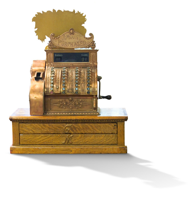 an old style cash register.
